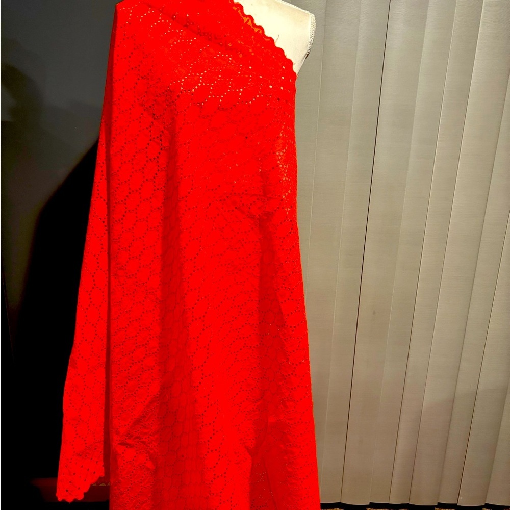 Polish Cotton Lace Fabric Swiss Voile Dry Lace Orange